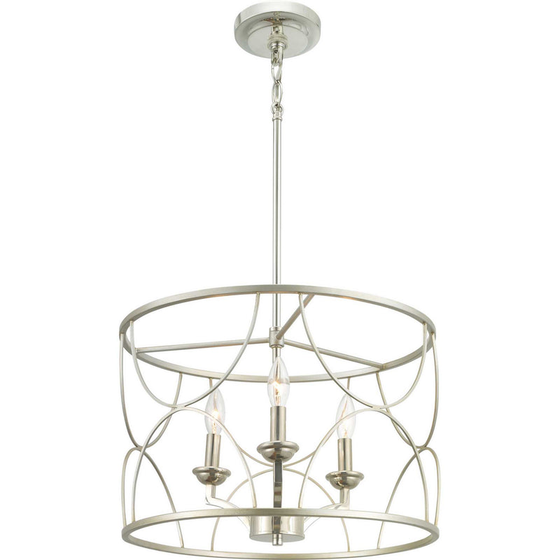 Progress Lighting P400177-134 Three Light Chandelier, Silver Ridge