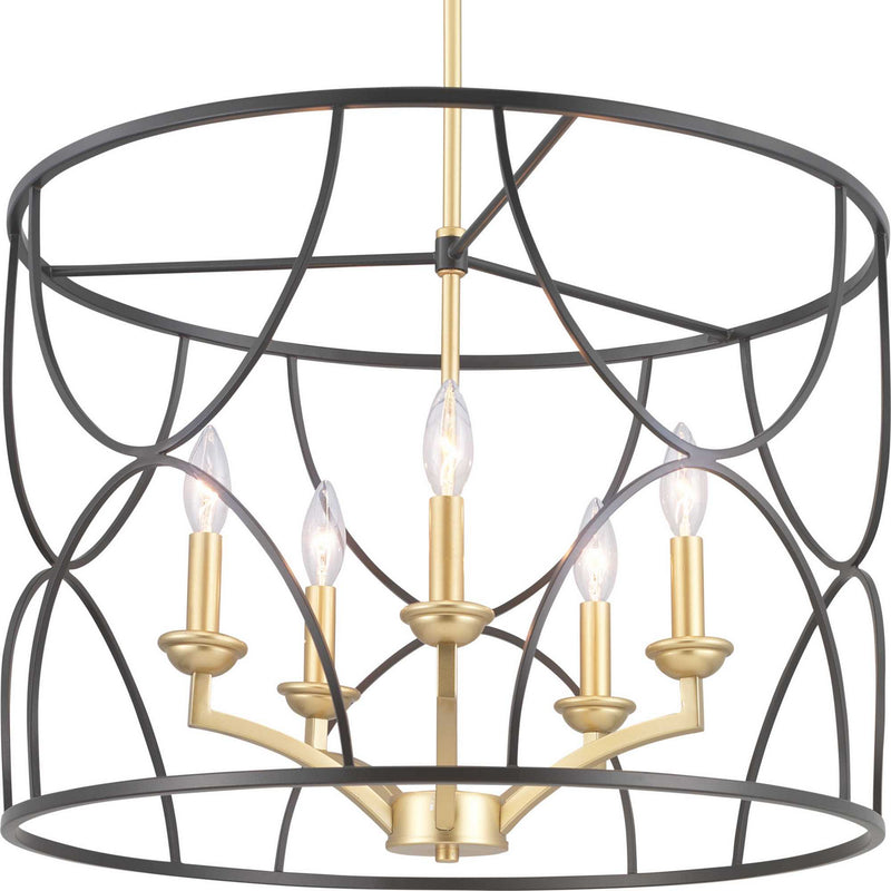 Progress Lighting P400178-031 Five Light Chandelier, Black