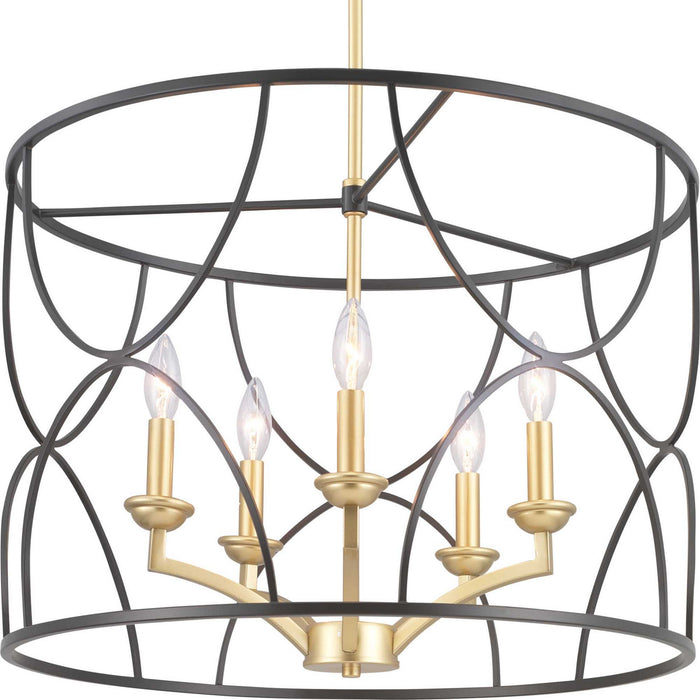Progress Lighting P400178-031 Five Light Chandelier, Black