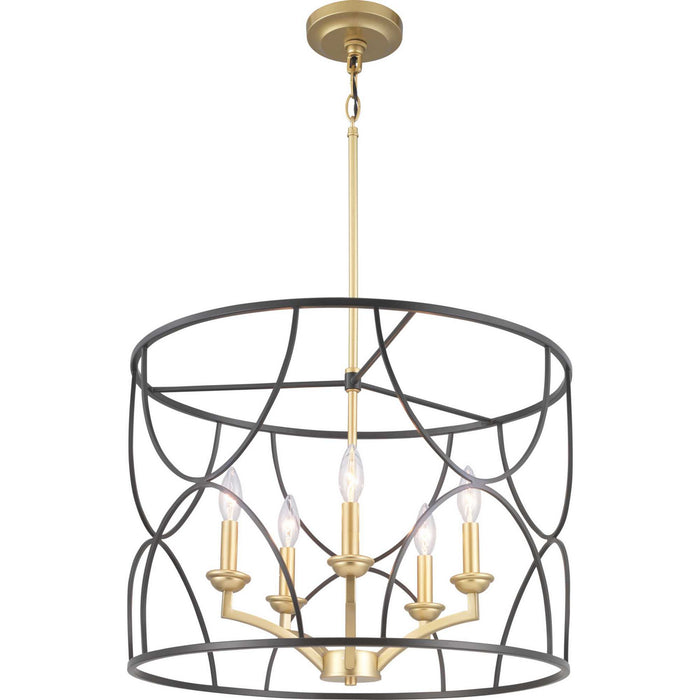 Progress Lighting P400178-031 Five Light Chandelier, Black