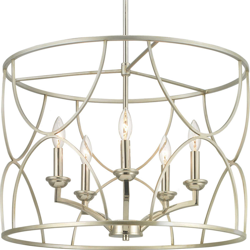 Progress Lighting P400178-134 Five Light Chandelier, Silver Ridge