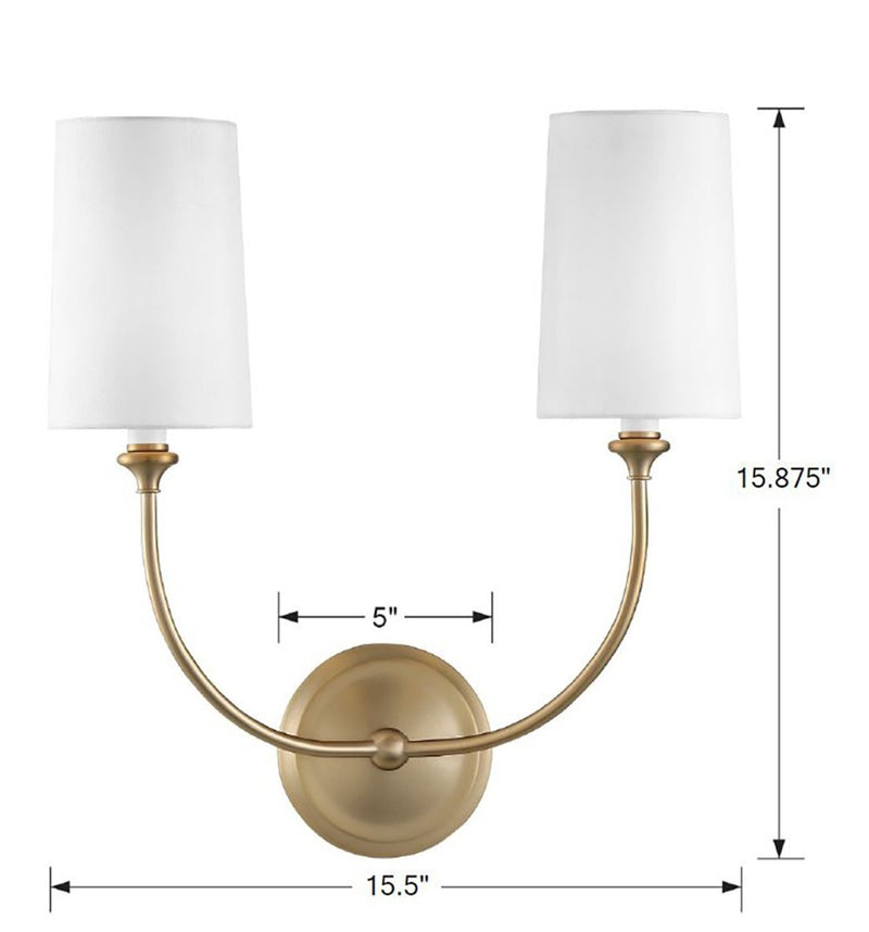 Crystorama 2242-VG Two Light Wall Sconce, Vibrant Gold