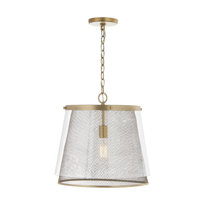 Capital Lighting 332312AD One Light Pendant, Aged Brass