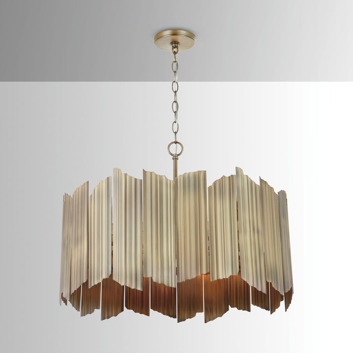 Capital Lighting 333441AD Four Light Pendant, Aged Brass