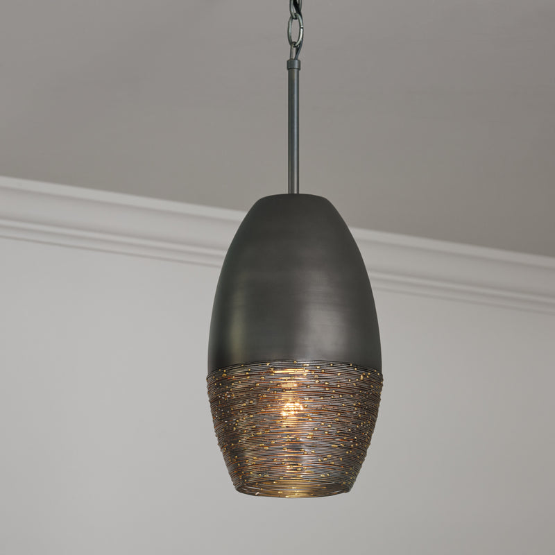 Capital Lighting 335111GI One Light Pendant, Grey Iron