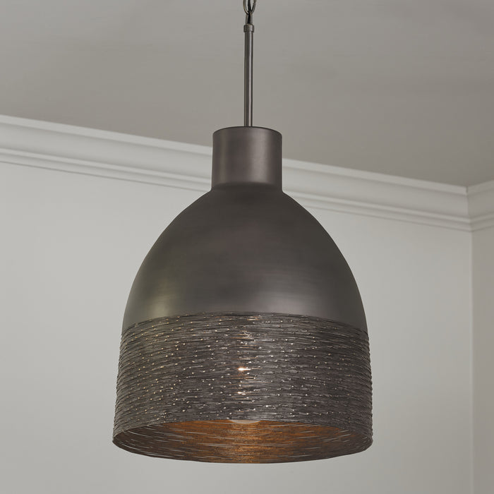 Capital Lighting 335112GI One Light Pendant, Grey Iron