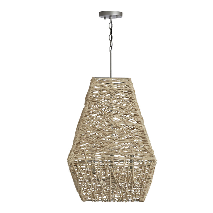 Capital Lighting 335241NY Four Light Pendant, Natural Jute and Grey