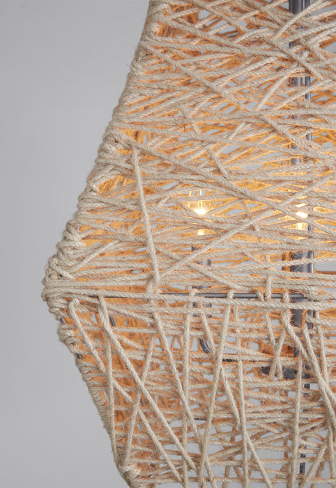 Capital Lighting 335241NY Four Light Pendant, Natural Jute and Grey