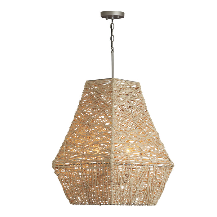 Capital Lighting 335241NY Four Light Pendant, Natural Jute and Grey