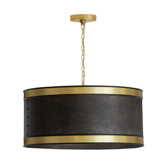Capital Lighting 335641GB Four Light Pendant, Galvanized Black and True Brass