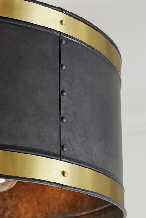 Capital Lighting 335641GB Four Light Pendant, Galvanized Black and True Brass
