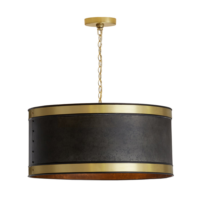 Capital Lighting 335641GB Four Light Pendant, Galvanized Black and True Brass