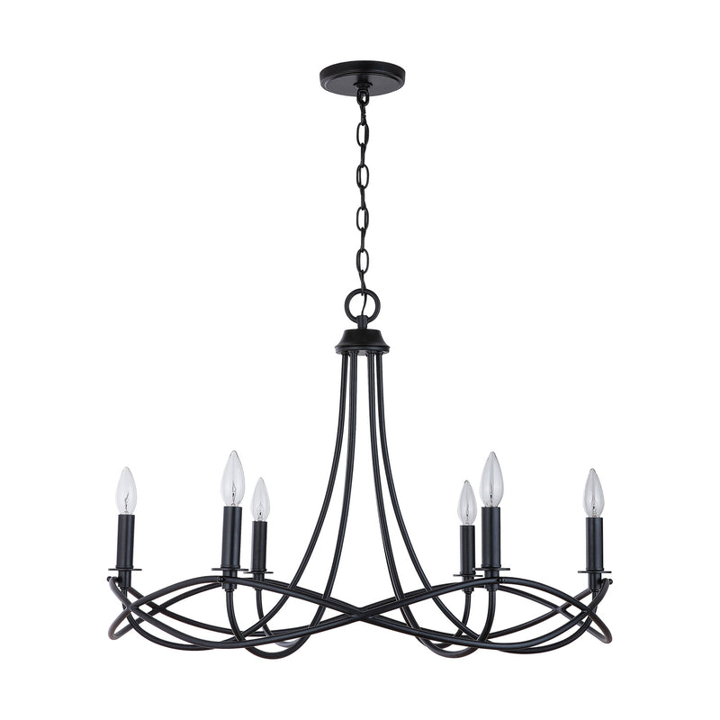Capital Lighting 431661MB Six Light Chandelier, Matte Black