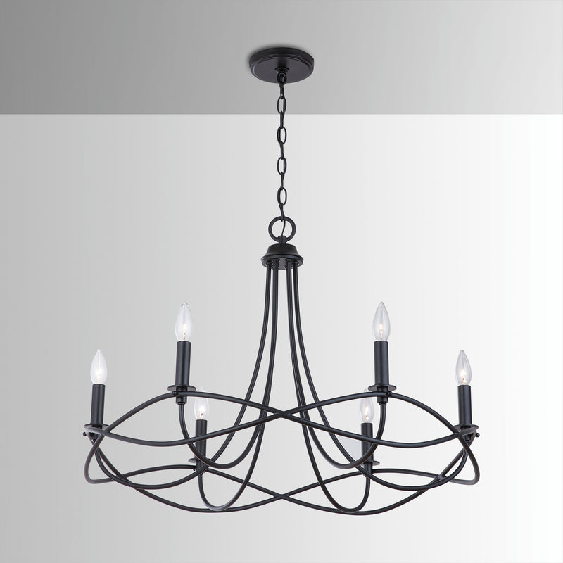 Capital Lighting 431661MB Six Light Chandelier, Matte Black