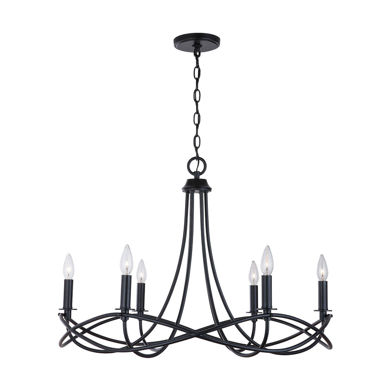 Capital Lighting 431661MB Six Light Chandelier, Matte Black
