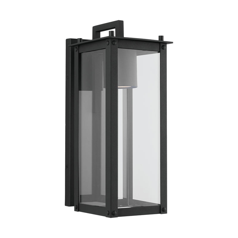 Capital Lighting 934611BK-GL One Light Outdoor Wall Lantern, Black