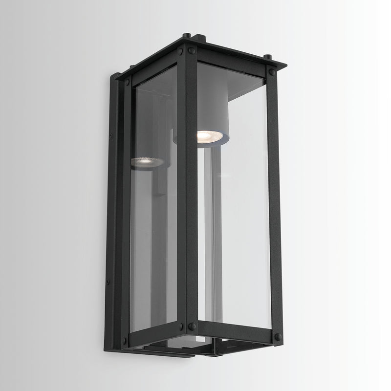 Capital Lighting 934611BK-GL One Light Outdoor Wall Lantern, Black