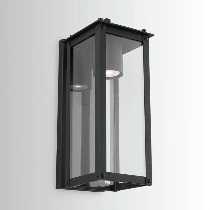 Capital Lighting 934611BK-GL One Light Outdoor Wall Lantern, Black