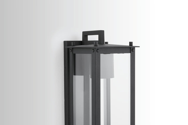 Capital Lighting 934611BK-GL One Light Outdoor Wall Lantern, Black