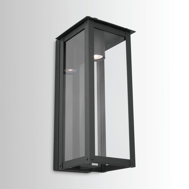 Capital Lighting 934612BK-GL One Light Outdoor Wall Lantern, Black