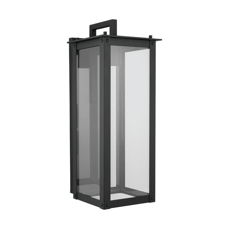 Capital Lighting 934641BK-GL One Light Outdoor Wall Lantern, Black