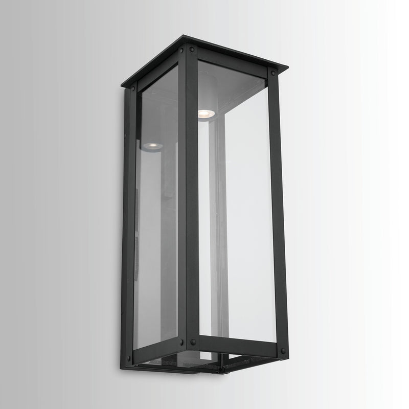 Capital Lighting 934641BK-GL One Light Outdoor Wall Lantern, Black