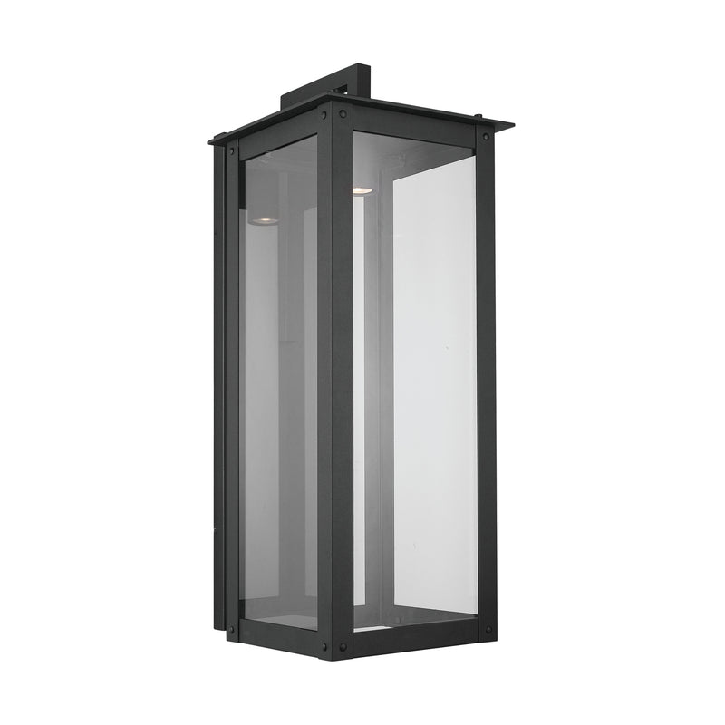 Capital Lighting 934642BK-GL One Light Outdoor Wall Lantern, Black