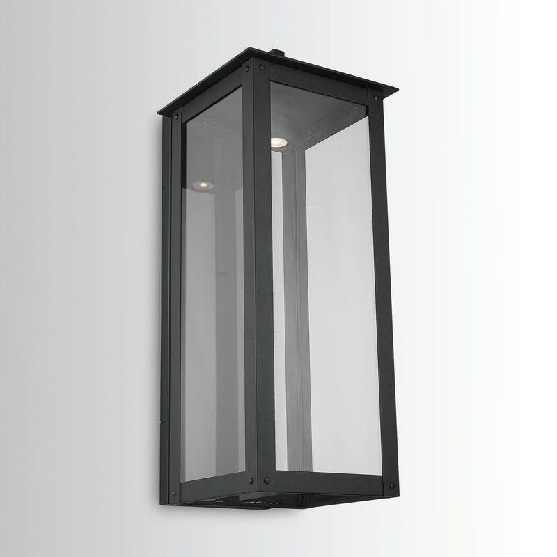 Capital Lighting 934642BK-GL One Light Outdoor Wall Lantern, Black