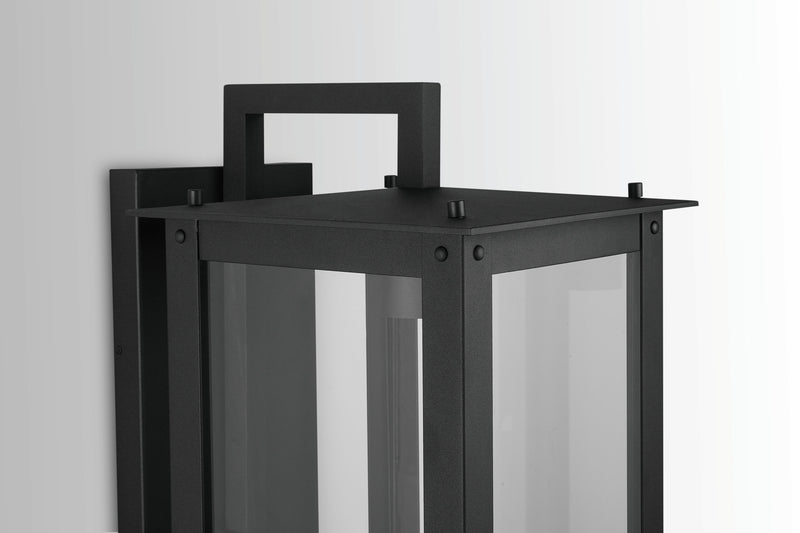 Capital Lighting 934642BK-GL One Light Outdoor Wall Lantern, Black
