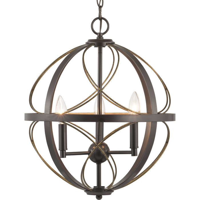 Progress Lighting P500068-020 Three Light Pendant, Antique Bronze