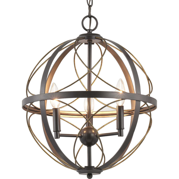 Progress Lighting P500068-020 Three Light Pendant, Antique Bronze