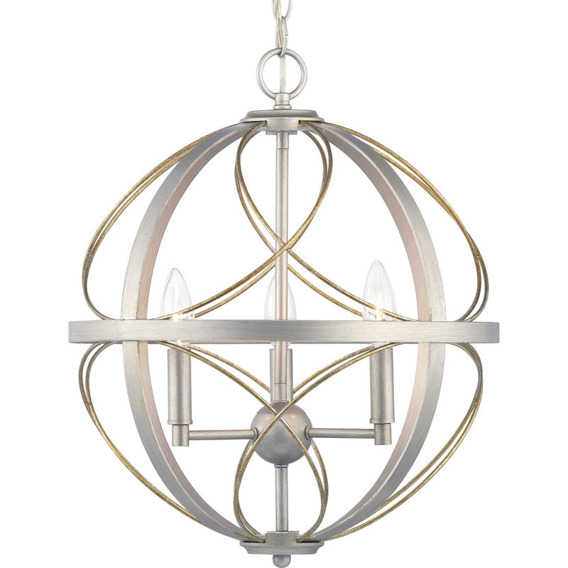 Progress Lighting P500068-134 Three Light Pendant, Silver Ridge