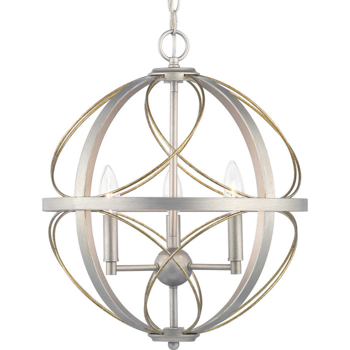 Progress Lighting P500068-134 Three Light Pendant, Silver Ridge