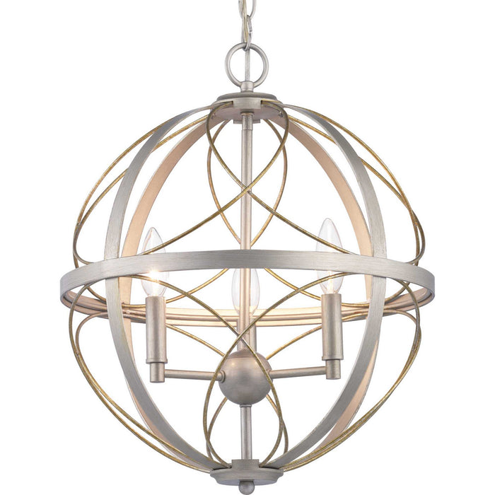 Progress Lighting P500068-134 Three Light Pendant, Silver Ridge