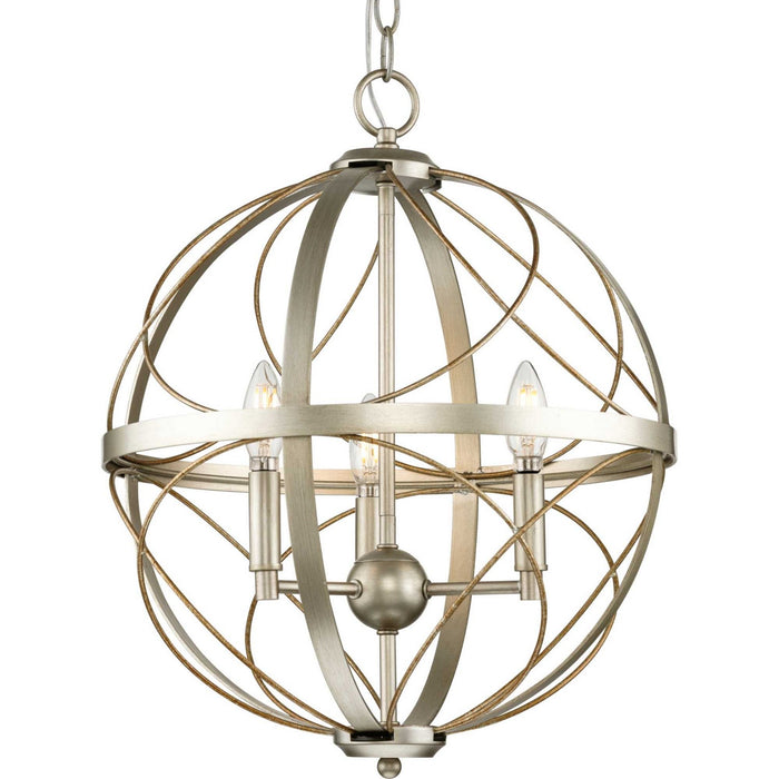 Progress Lighting P500068-134 Three Light Pendant, Silver Ridge