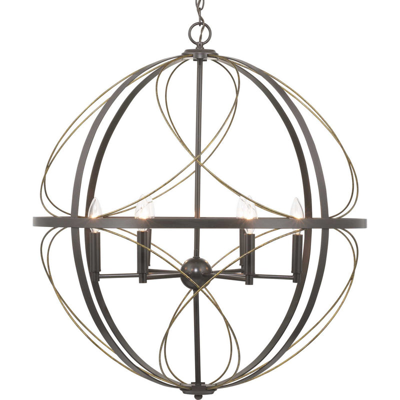 Progress Lighting P500069-020 Six Light Pendant, Antique Bronze