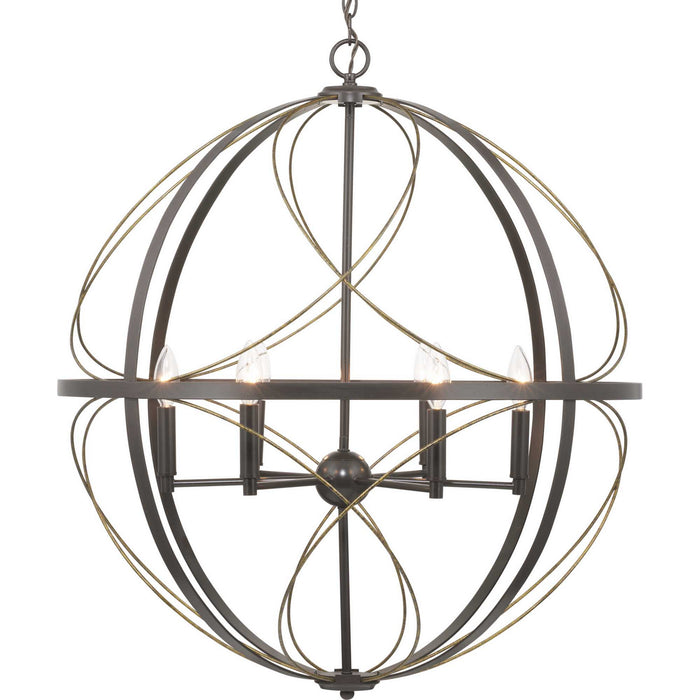 Progress Lighting P500069-020 Six Light Pendant, Antique Bronze