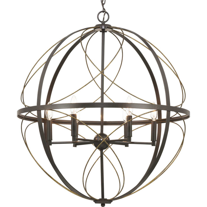 Progress Lighting P500069-020 Six Light Pendant, Antique Bronze