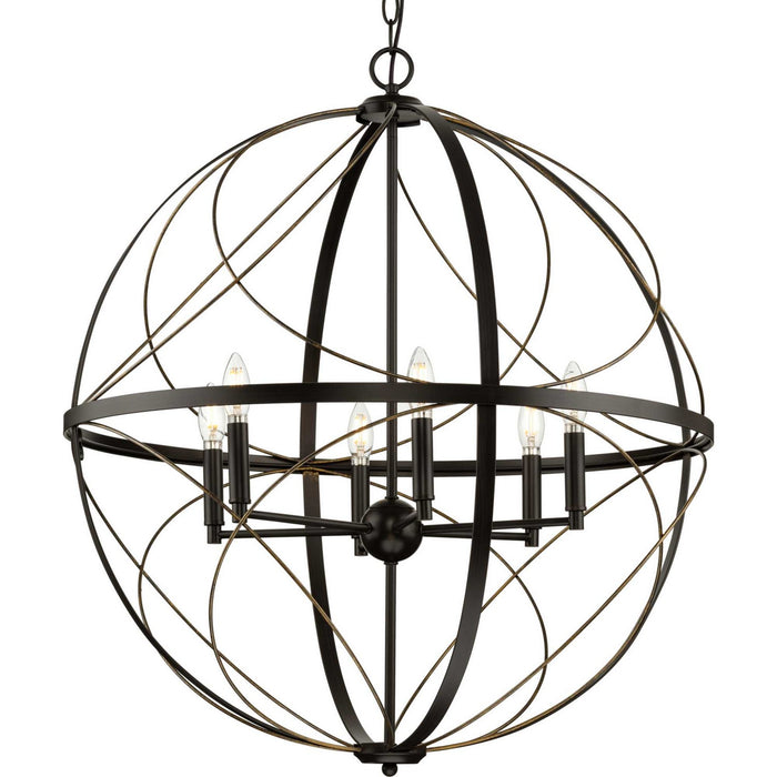 Progress Lighting P500069-020 Six Light Pendant, Antique Bronze