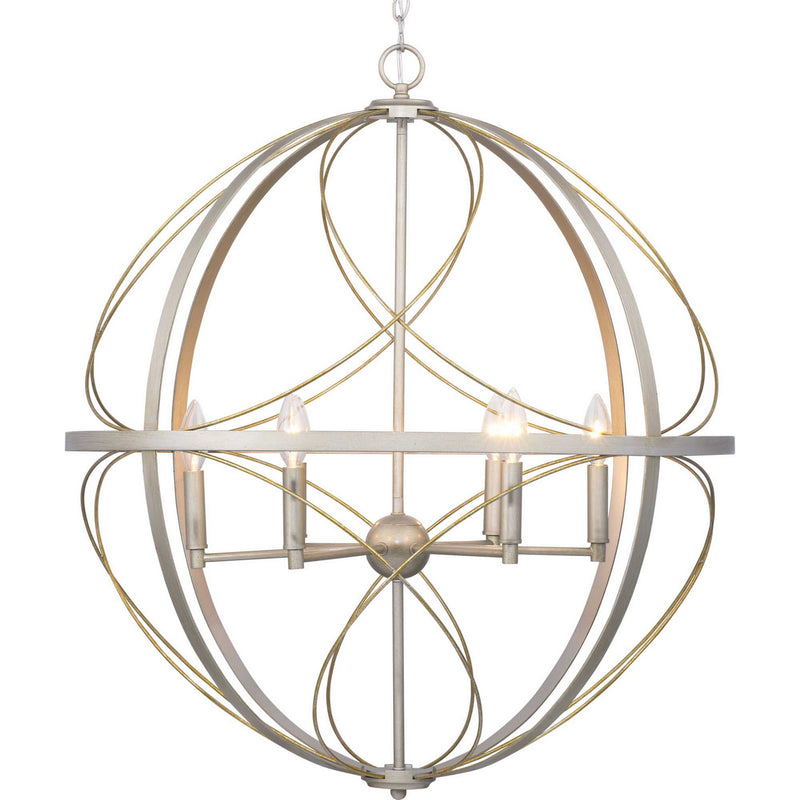 Progress Lighting P500069-134 Six Light Pendant, Silver Ridge
