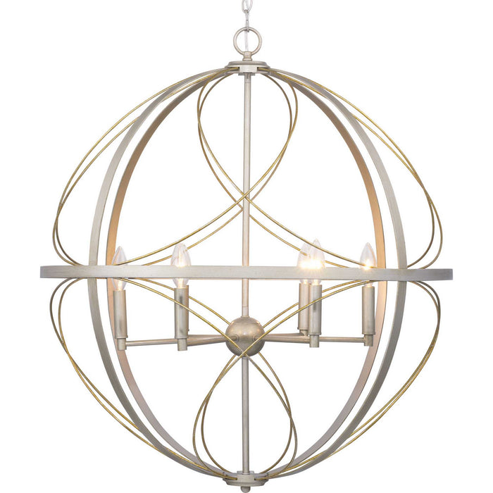 Progress Lighting P500069-134 Six Light Pendant, Silver Ridge