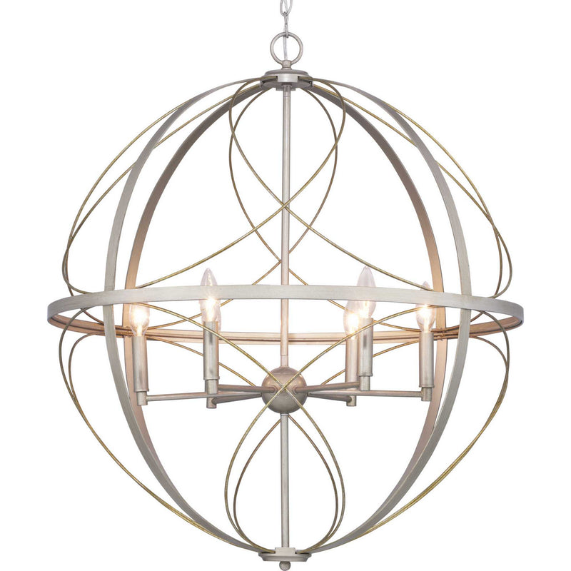 Progress Lighting P500069-134 Six Light Pendant, Silver Ridge