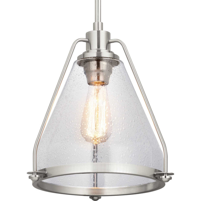 Progress Lighting P500135-009 One Light Pendant, Brushed Nickel