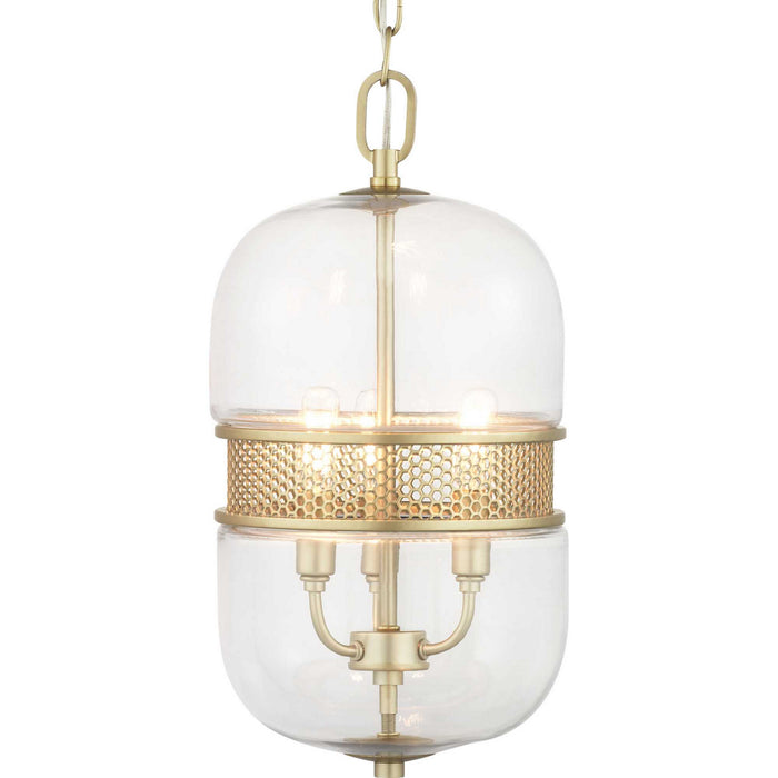 Progress Lighting P500156-078 Three Light Pendant, Vintage Gold