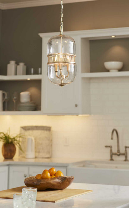 Progress Lighting P500156-078 Three Light Pendant, Vintage Gold