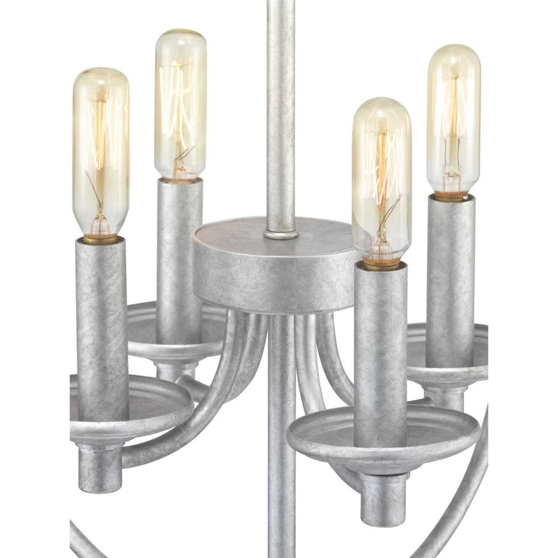 Progress Lighting P500157-141 Four Light Foyer Pendant, Galvanized Finish