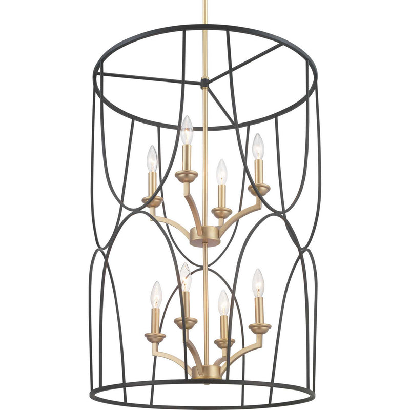 Progress Lighting P500177-031 Eight Light Foyer Pendant, Black