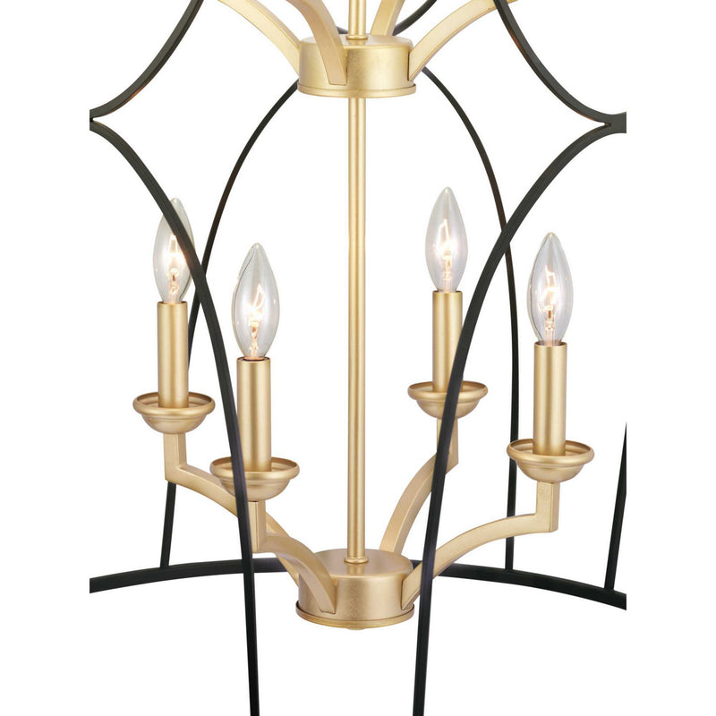 Progress Lighting P500177-031 Eight Light Foyer Pendant, Black