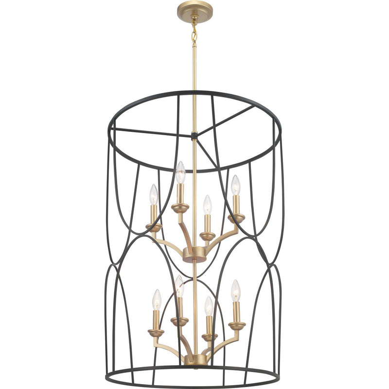 Progress Lighting P500177-031 Eight Light Foyer Pendant, Black