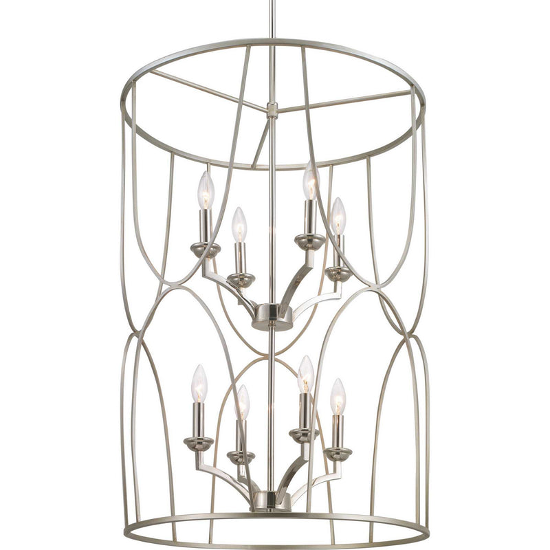 Progress Lighting P500177-134 Eight Light Foyer Pendant, Silver Ridge